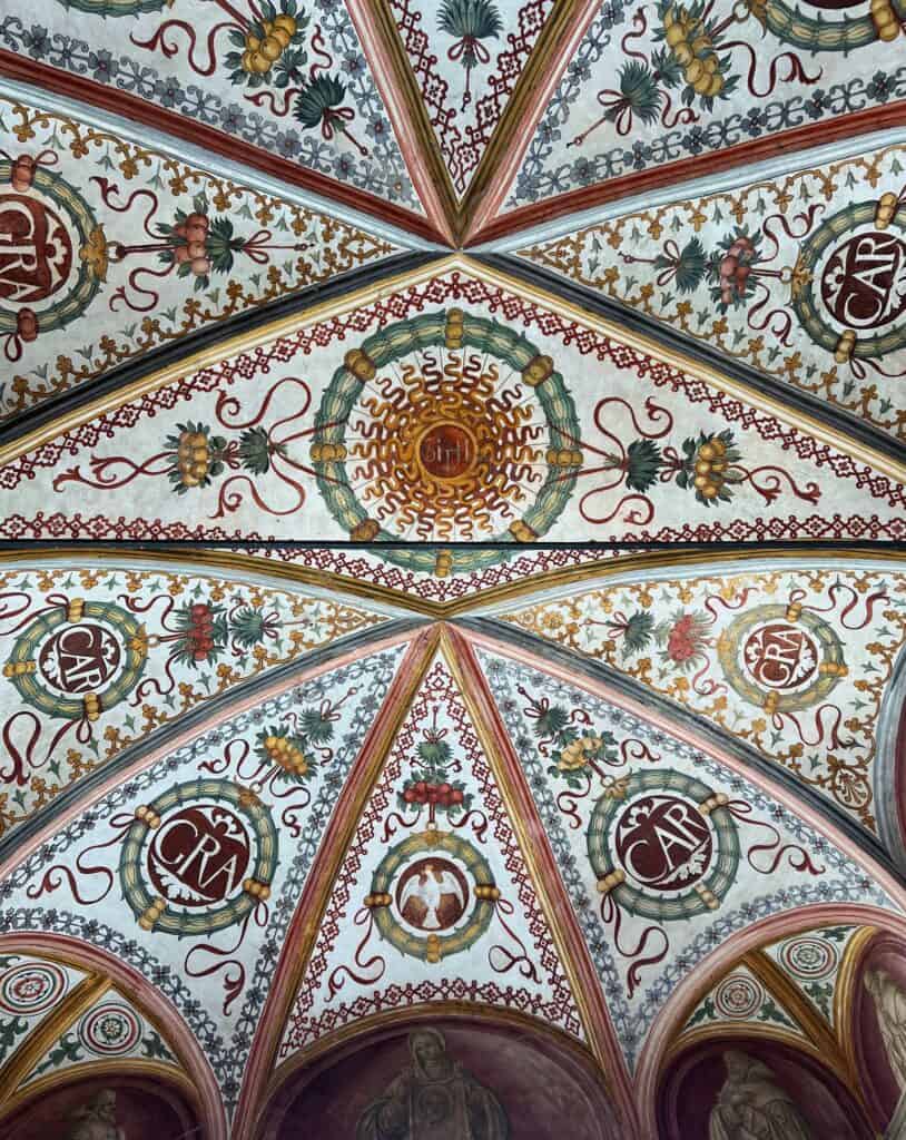 Pavia Certosa Entrance Gate Ceiling Renaissance Paintings Heraldry Family Crests