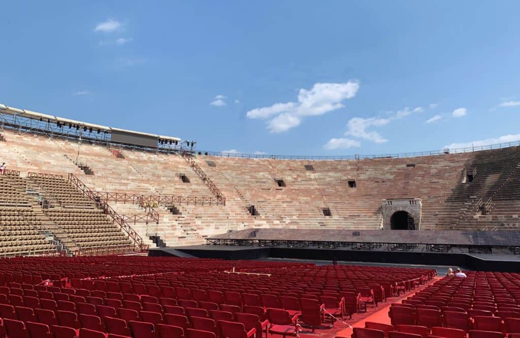 Verona Arena Interior Roman Architecture Pink Marble Empty Red Seats