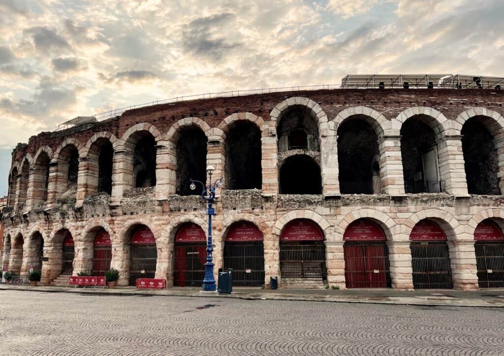 Verona Arena Ancient Roman Architecture Pink Stone And Brick