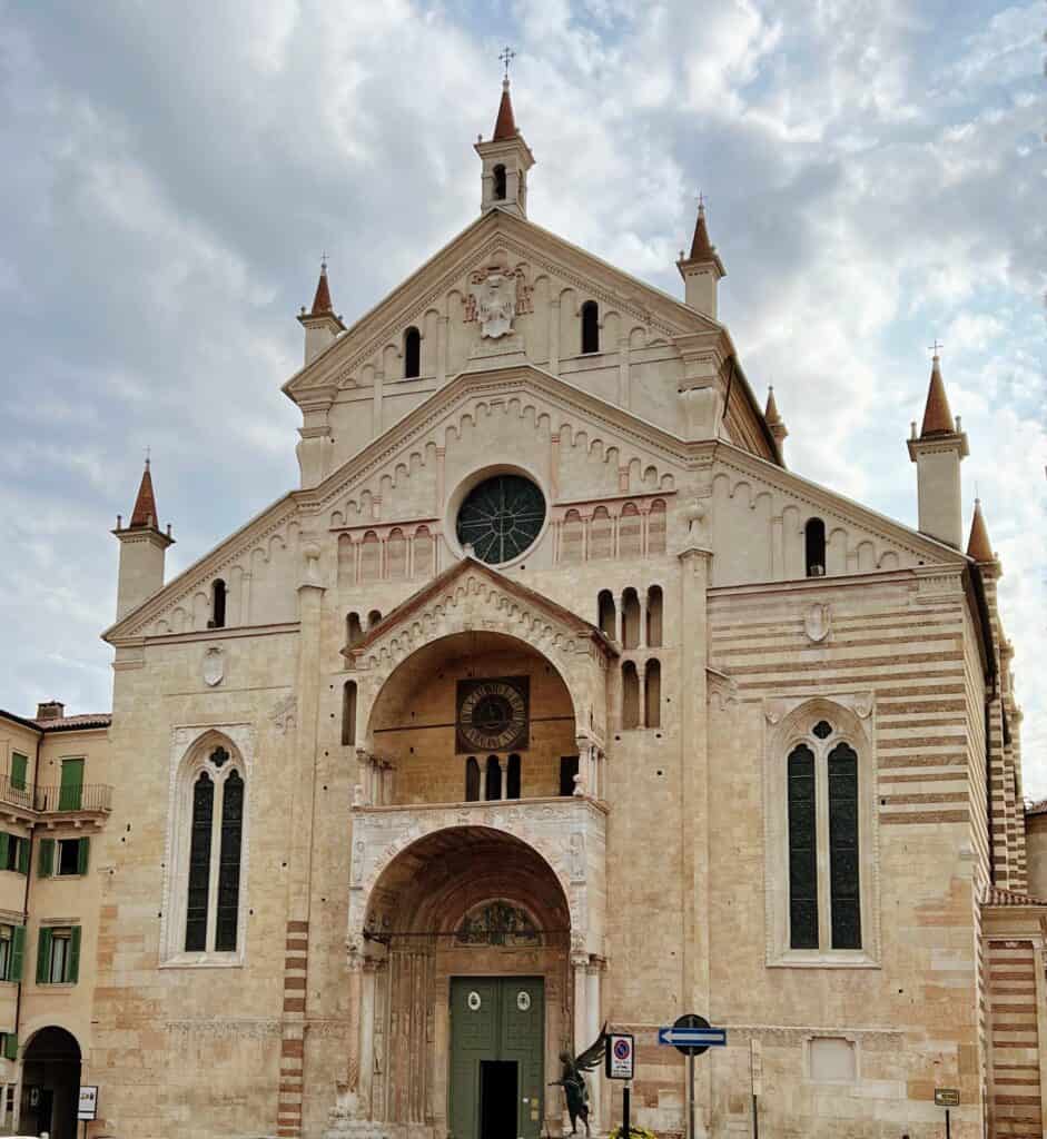 Verona Duomo Front Facade Red Stripes Medieval Romanesque Architecture