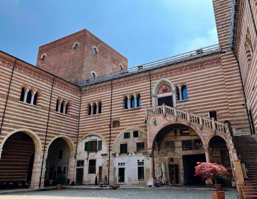 Verona Palazzo Ragione Medieval Striped Building With Elaborate Staircase