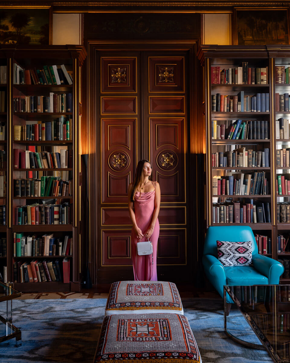 the iconic and historic library at the Cotton House Hotel in Barcelona