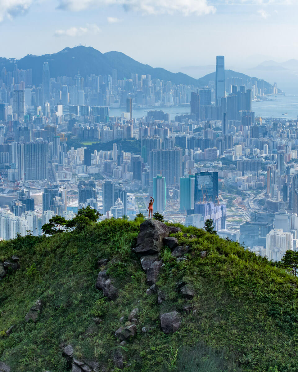 hiking in Hong Kong, overlooking the city