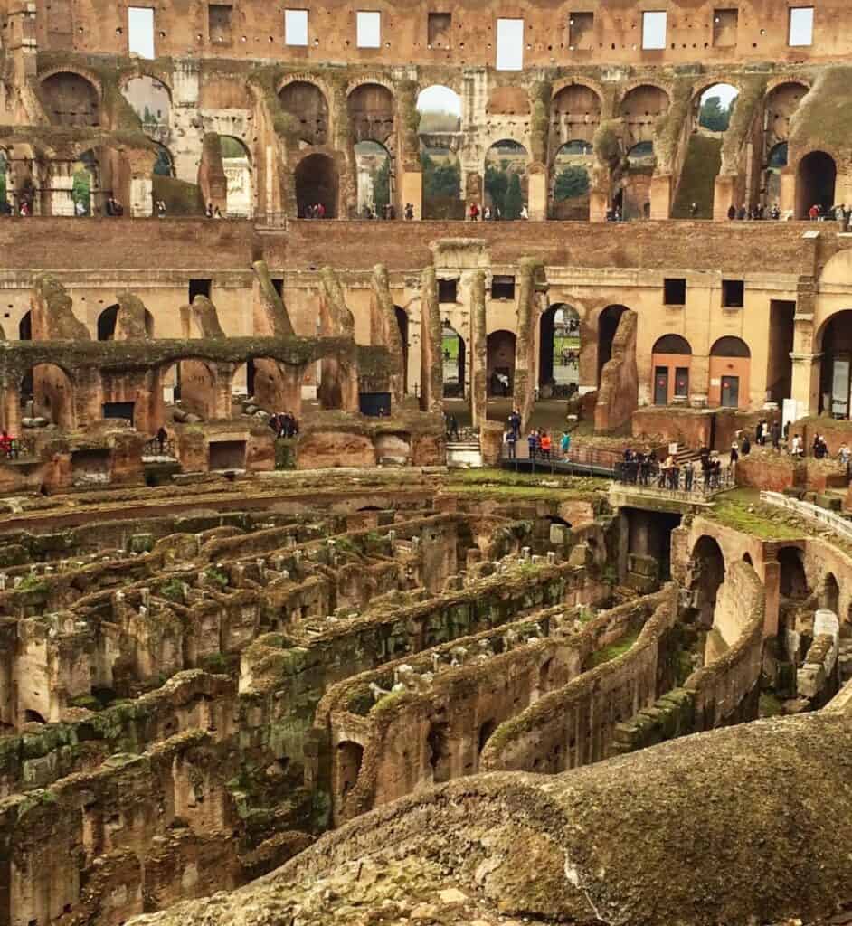Rome Colosseum Interior View Of Seats And Underground Passageways