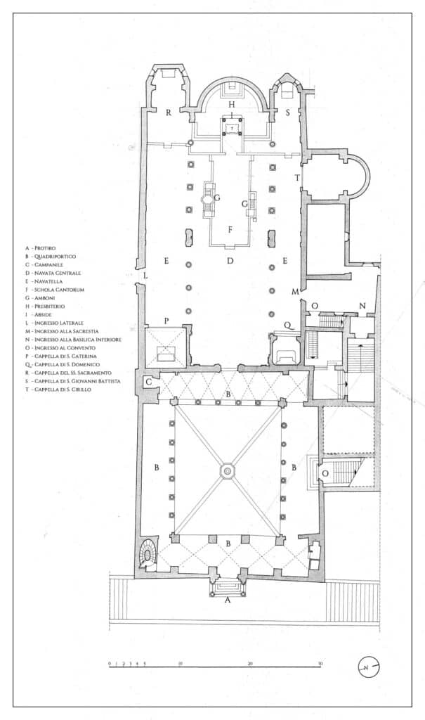 Rome San Clemente Church Basilica Floor Plan With Front Atrium Courtyard