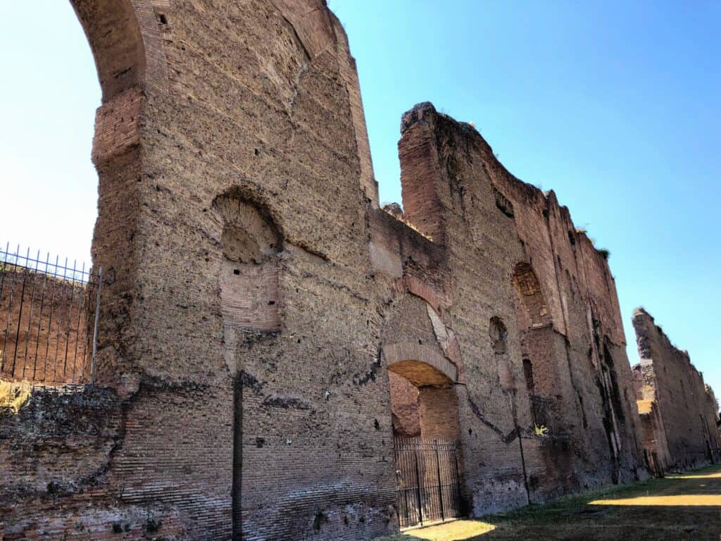 Ancient Brick Walls Entrance to Baths Of Caracalla Border Of Celio Neighborhood Rome